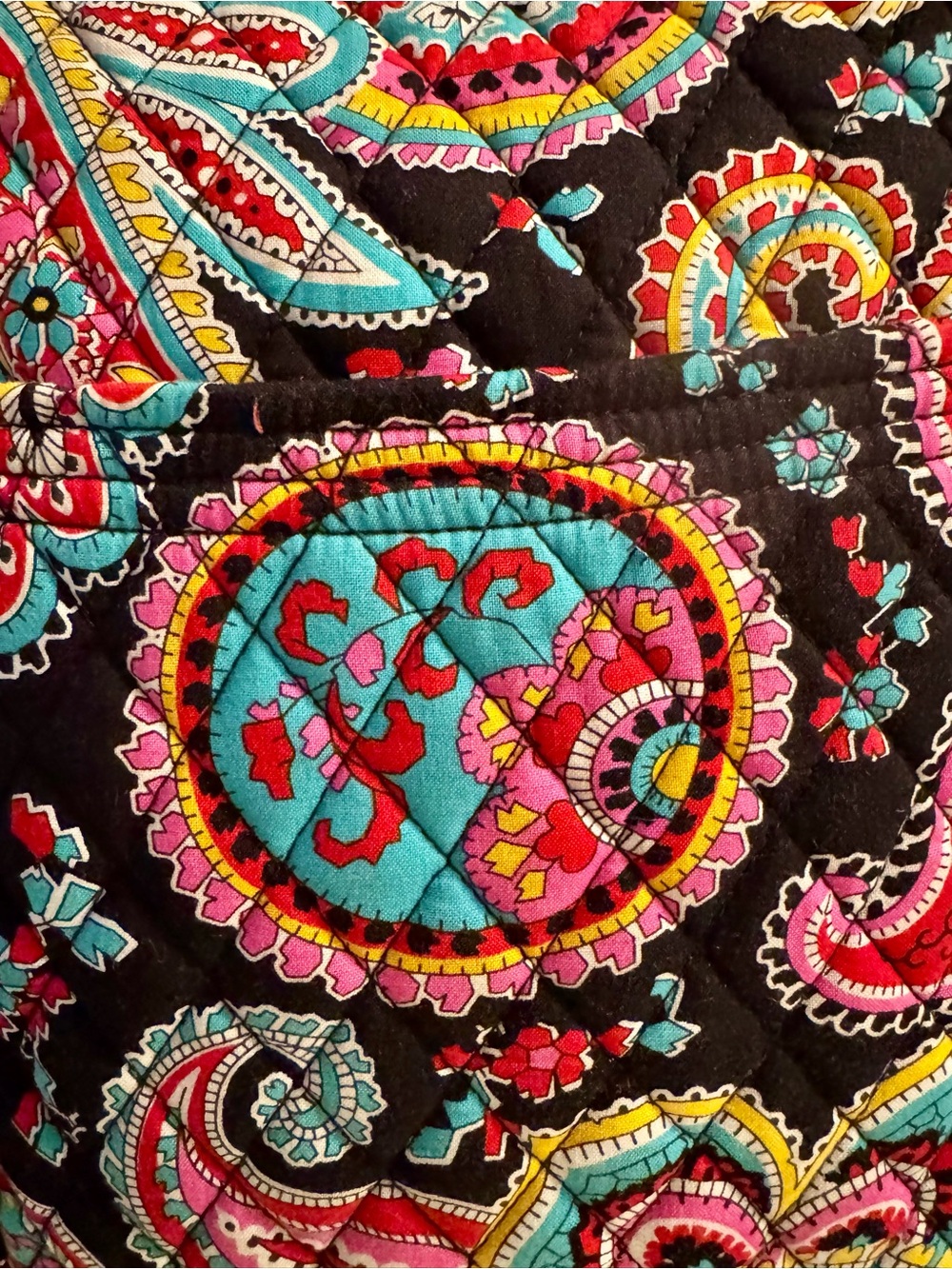 Vera Bradley Quilted Paisley Tote in Black, Turquoise & Hot Pink - Picture 5 of 5